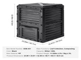 Garden Compost Bin 300 L, BPA Free Composter, Large Capacity Outdoor Composting Bin with Top Lid and V952-GDSDFXHSPP80WX06WV0