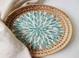 Hand-Woven Rattan Tray, Shell Basket Rattan Round Tray, Coffee Tray Decor for V1366-AZ2-W-13544