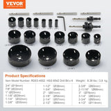 VEVOR Hole Saw Kit, 18 PCS Saw Blades, 6 Drill Bits, 1 Hex Wrench, Bi Metal M42 Hole Saw Set with V952-KJTJSJSPF18OWVFQPV0