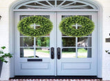 20 Inch Boxwood Front Door Wreaths, Spring and Summer Outdoor Wreath for Front Door, All Seasons V1258-DP02-WO-728