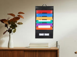 Portable Black Accordion File Organizer with 6 Pockets, Wall-Mount Hanging Folder for Office V1192-AZ-W-27194