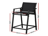 Gardeon 2PC Outdoor Bar Stools Steel Dining Chairs Patio Furniture Garden Black ODF-BA-TEX-BK-2X