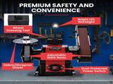 BAUMR-AG Bench Grinder and Belt Sander Combo, 150mm Grinding Disc, 50 x 686mm Linisher, Brushless V219-SNDBELBMG35A