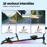 Everfit Hydraulic Rowing Machine Rower 12 Levels Resistance Exercise Fitness Gym Cardio ROWING-C-OIL-12L-B-BK