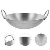 Heavy Duty Plated Silver Stainless Steel Wok for All Stoves - Easy to Move, Wide Use V1366-AZ2-W-17370