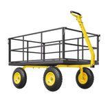 1400 Lbs Steel Garden Cart, Heavy Duty Pullable Garden Yard Cart, 2 in 1 Outdoor Metal Utility V952-ZXHYTCHH1400QIBNMV0