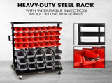 BAUMR-AG 94 Parts Bin Rack Storage System Mobile Double-Sided - Red V219-STRBRKBMRAM94R