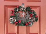 Christmas Wreath with Jesus Red Berry Pine Cone Nativity Scene LED Lights String Wreath Mixed V1294-YM0714-10306698