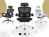 Ergonomic Reclining Office Chair - Footrest, Lumbar Support, Adjustable Headrest VELTRA - BLACK V274-FT-OC-2656BF-WHBK