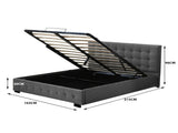 Levede Fabric Bed Frame Queen Tufted Dark Grey BF1008-Q-DG