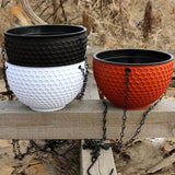 SOGA 2X White Small Hanging Resin Flower Pot Self Watering Basket Planter Outdoor Garden Decor HANGPOT11WHTX2