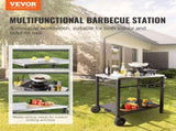 Outdoor Grill Dining Cart with Double-Shelf, 85*55cm BBQ Movable Food Prep Table, Multifunctional V952-JSHWBCTC855512MJNV0