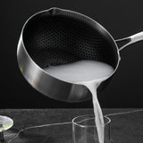 20cm 316L Stainless Steel Saucepan Compound Steel Honeycomb Nonstick Sauce Pan with Glass Lid 2.2L V255-20CMMILKPOT