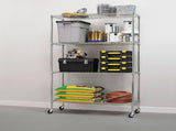 Wire Storage Rack 90x35cm Chrome Shelving with Wheels V63-841141
