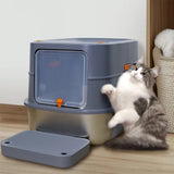 P&P Jumbo Stainless Steel Cat Litter Box for Multi-Cats Large Toilet Box with Removable Lid V767-P-ZM1828