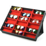 18 Grids PU Leather Eyeglass Glass Display Storage Cases Folding Cover Sunglasses Box Organizer V1294-YM0717-10031477