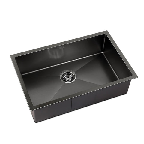 Cefito Kitchen Sink 70X45CM Stainless Steel Basin Single Bowl Black SINK-BLACK-7045