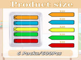 6 Packs/600Pcs Arrow Arrow Tabs,5 Colors Sticky Arrow Sticky Notes,Sign Stickers,Message V1189-WXFWAL-20260319-00233