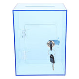 1Set Compact Clear Money Box with Lock Blue for Cash and Donations V1369-AZ3-W-22720