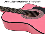 Karrera 38in Cutaway Acoustic Guitar with Carry Bag - Pink CC38-PK