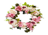 Artificial Peony Wreath Rattan Silk Cloth Simulation Decorative Front Door Wreath for Indoor Outdoor V1294-YM0523-220225XU01-3