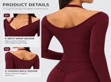 Women's Two-Piece Workout Set Size L- Beige Wrap-Up Long-Sleeve Top and High-Waisted Flared Pants V888-ELOSUNG57311-3