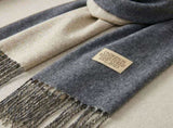 Dark Grey and Beige Double-Sided Reversible Imitation Cashmere Scarf for Women - Soft Warm Winter V888-ELOSUNG53092