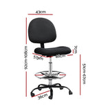 Artiss Office Chair Drafting Stool Fabric Chairs Black OCHAIR-G-RING-07B-BK