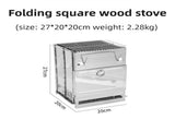 Folding Stainless Steel Campingwood Stove with Top Grill Grate, Portable Versatile Outdoor Camp V888-ELOSUNG55545