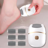 Rechargeable electric foot exfoliator with 6 replaceable heads for removing dead skin and polishing. V1105-YAZB-001