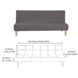 Solid Colour Armless Sofa Bed Cover Polyester Spandex Stretch Futon Slipcover 3 Seater Elastic Full V1369-AZ3-W-20276