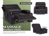 8-Point Electric Massage Recliner Chair - PU Leather Electric Lounge Sofa Armchair HARLOW BROWN V274-FT-MRC-6175PU-DBN