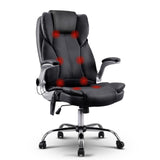 Artiss 8 Point Massage Office Chair PU Leather Black MOC-1223-BK