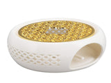 Porcelain Teapot Heater Hollow Frame Round Teapot Warmer Base with Alloy Cushion and Candle Holder V1294-YM0703-3118230128511
