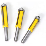 3 pcs ROuter Bit, 4 Flute Shank Copy Cutter With Top Bearing Straight Flush Trim Bit Carbide V1188-MS-227-0624