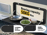 Aumerage Aluminium Folding Caravan Table Lockable, Space-Saving Portable Table with 50kg Capacity, V1181-AT005-BK