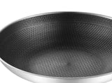 Stainless Steel Wok Pan Double Sided Honeycomb 3 Layer Prevent Sticking Easy Cleaning Wok for V1294-YM0717-3118220189611
