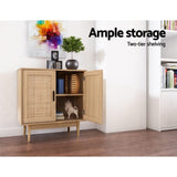 Artiss Rattan Buffet Sideboard 2 Doors - BRIONY Oak FURNI-E-RAT-SID90-WD