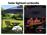 Instahut Outdoor Umbrella 3M Cantilever Beach LED w/Base Garden Shade Patio Navy UMB-BAN-LED-50N-NA