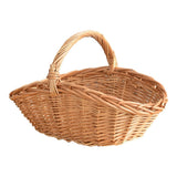 Hand-Woven Rattan Carry Basket Wicker Storage Holder Flower Arrangement Home Picnic Decor V1369-AZ3-W-14878