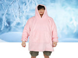 Hooded Blanket Fleece Flannel Hoodie Warm Clothes with Pocket Oversized Free SizePink V1294-YM0901-3117200157812