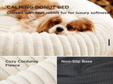 Calming Donut Pet Bed - Faux Rabbit Fur Soft Warm Round Cat Dog Bed - Plush Cozy Cuddler for Small V1258-DROP002-PETBED-01-OFW-L