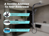 WELS 10" Rain Shower Head Set Square Dual Heads High Pressure with Handheld in Black V63-848021