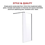 1200 x 2000mm Frameless 10mm Safety Glass Shower Screen V63-829871