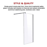 1200 x 2000mm Frameless 10mm Safety Glass Shower Screen V63-829871