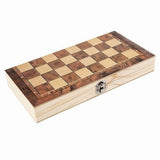 Wooden Foldable Chess Backgammon Wooden Board Folding Board Game 34x34cm V1369-AZ3-W-08316