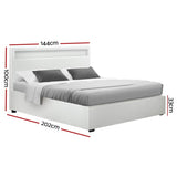 Artiss Bed Frame Double Size LED Gas Lift White COLE BFRAME-E-COLE-D-WH-ABC