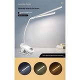 Dual Head LED Desk Lamp with Clamp, Eye-Caring Clip on Lights for Home Office, 4000mAh Rechargeable V1192-AZ-W-0276