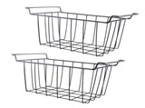 2 Pcs Freezer Wire Storage Basket PE Coated Hanging Rack Organizer Bin Black for Refrigerator V1294-YM0706-3113230263711