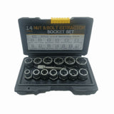 14 Pcs Lug 3/8Inch Drive Impact Bolt Nut Extractor Set, Nut Remover Kit 1/4Inch-3/4Inch Twist Socket V1369-AZ3-W-12724